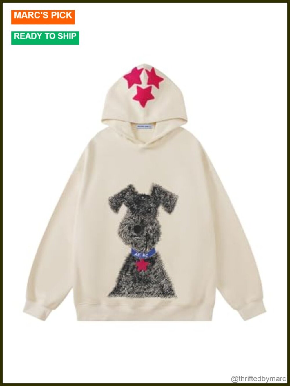 Oversized Dog Graphic Hoodie Sweatshirt Streetwear Pullover